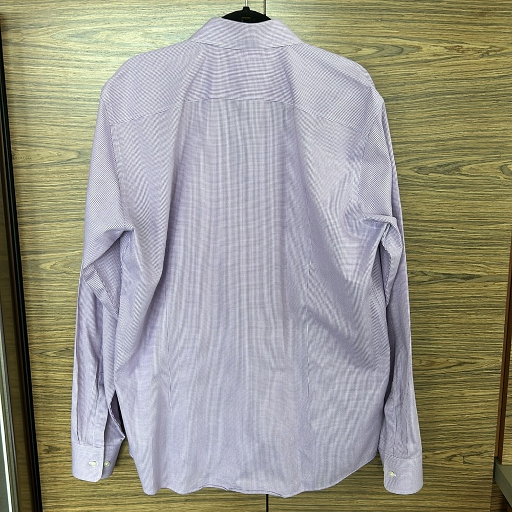 Hugo Boss ‘Miles’ Sharp Fit Dress Shirt in Purple Check | Size 17L - Picture 2 of 8